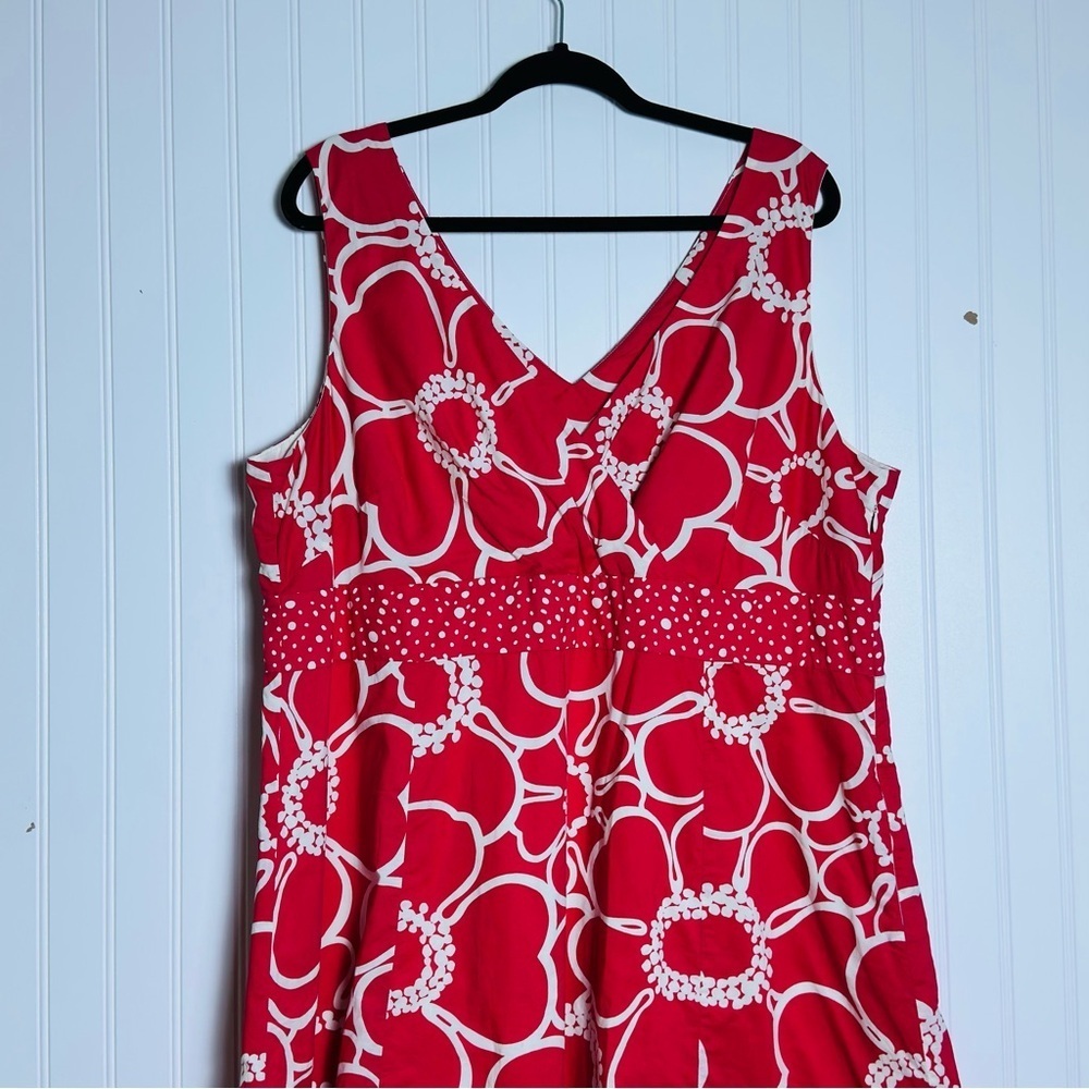 Boden Pink White Floral  Alfani Floral Dress V-neckline sleeveless cotton 18L - Picture 3 of 11